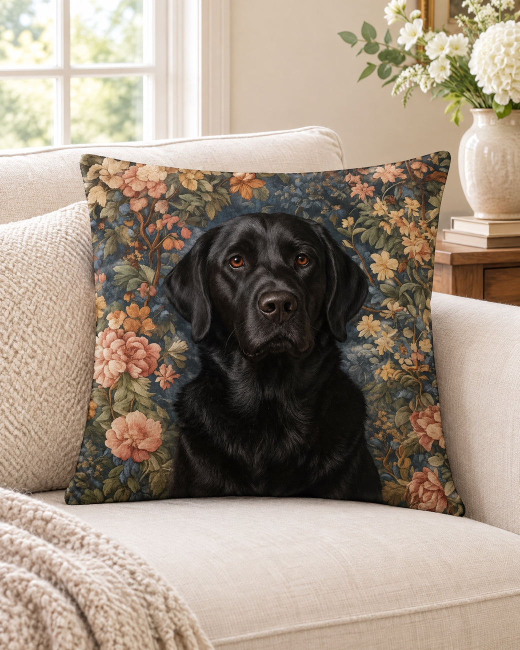 Bespoke Vintage Pet Portrait Oil Painting Throw Pillow – main