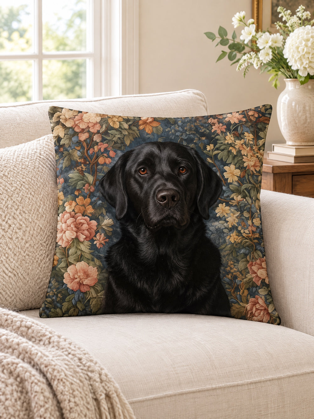 Bespoke Vintage Pet Portrait Oil Painting Throw Pillow – main
