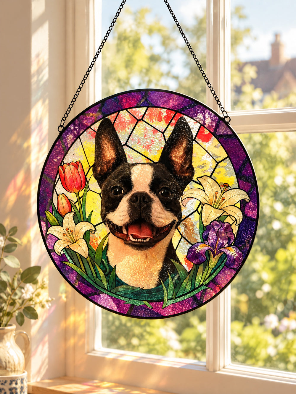Bespoke Custom Pet Photo Stained Glass Suncatcher – main