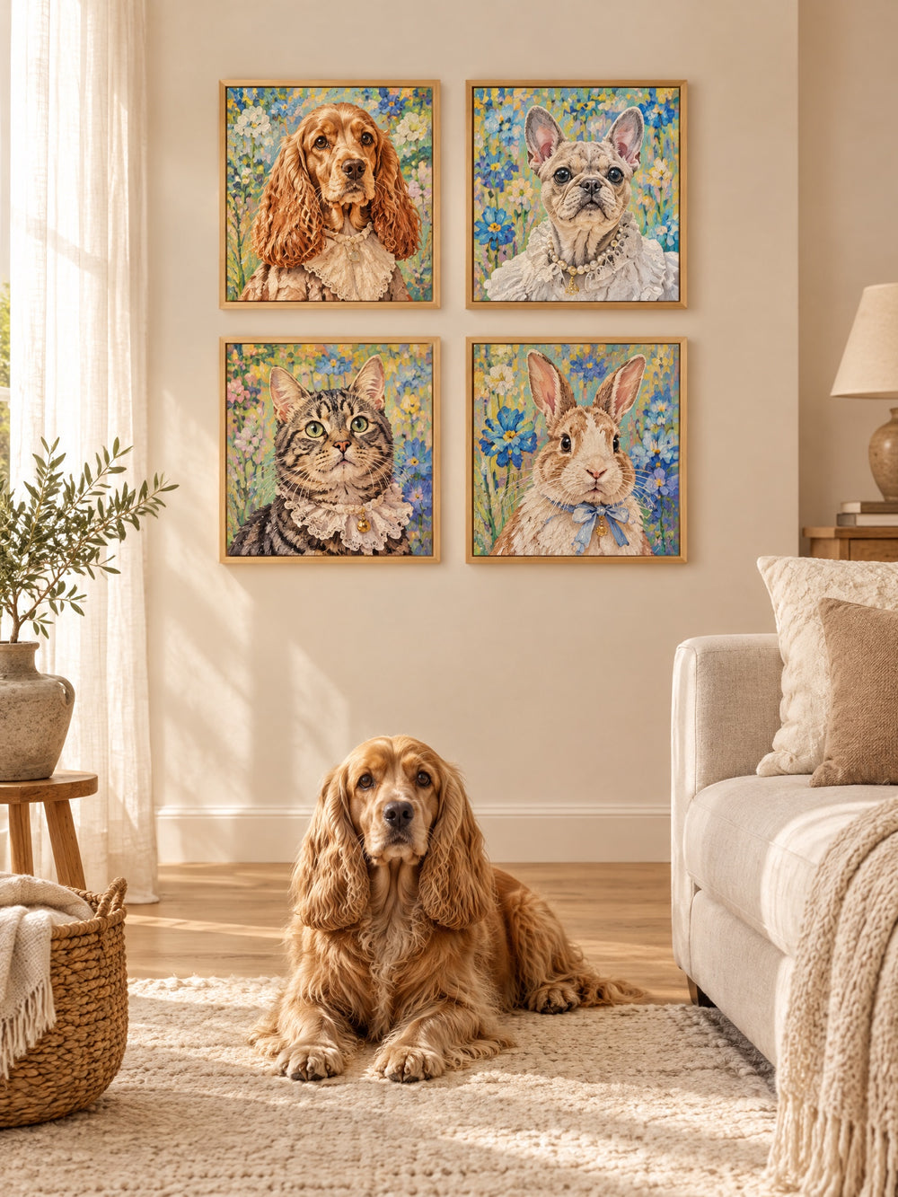 Bespoke Custom Pet Canvas Wall Art Set of 4 – room scene