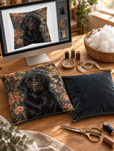 Bespoke Vintage Pet Portrait Oil Painting Throw Pillow – sewing print detail