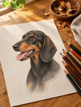 Custom Hand-Drawn Coloured Pencil Pet Portrait – drawing detail