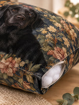 Bespoke Vintage Pet Portrait Oil Painting Throw Pillow – material detail