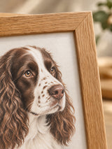Custom Hand-Drawn Coloured Pencil Pet Portrait – frame detail