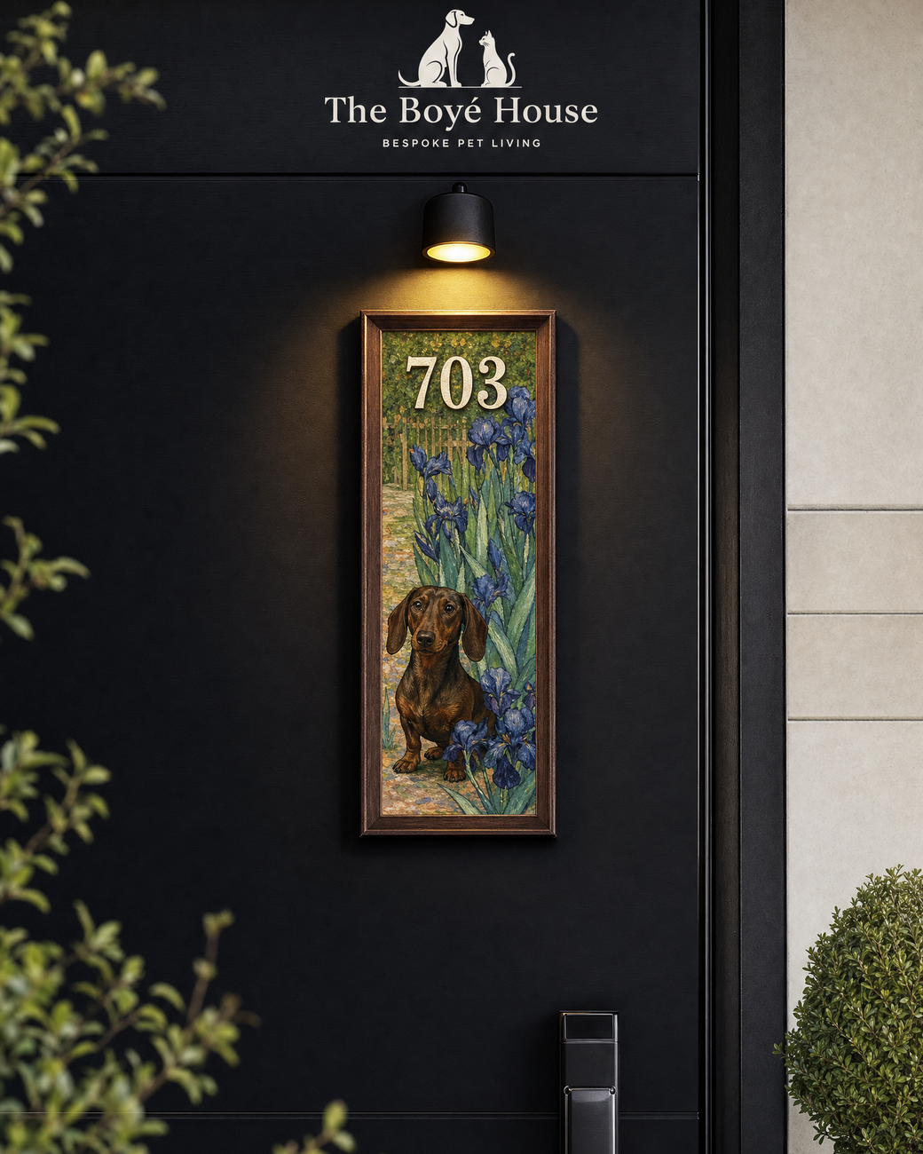 Personalised Masterpiece Pet Portrait House Sign | Custom Magnetic & Adhesive Frame Door Number Plaque