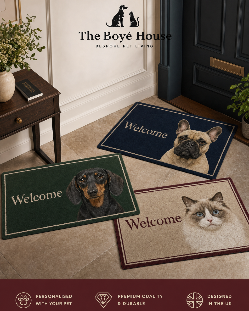 Custom Pet Canister Wire Loop Doormat | Heavy-Duty Mud Trapper Door Mat with Anti-Slip Rubber Backing
