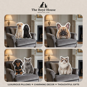 The Regal Pet Portrait Velvet Pillow | Custom Renaissance Oil Painting Cushion