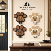 Handcrafted Oak Pet Lead Hanger with Heavy-Duty Hooks for Hallway