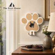 Handcrafted Oak Pet Lead Hanger with Heavy-Duty Hooks for Hallway