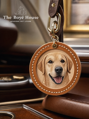 Bespoke Hand-Carved Leather Pet Portrait Charm - Premium Italian Full-Grain Leather Artisan Keepsake, Custom Dog & Cat Portrait Bag Charm & Bedside Ornament