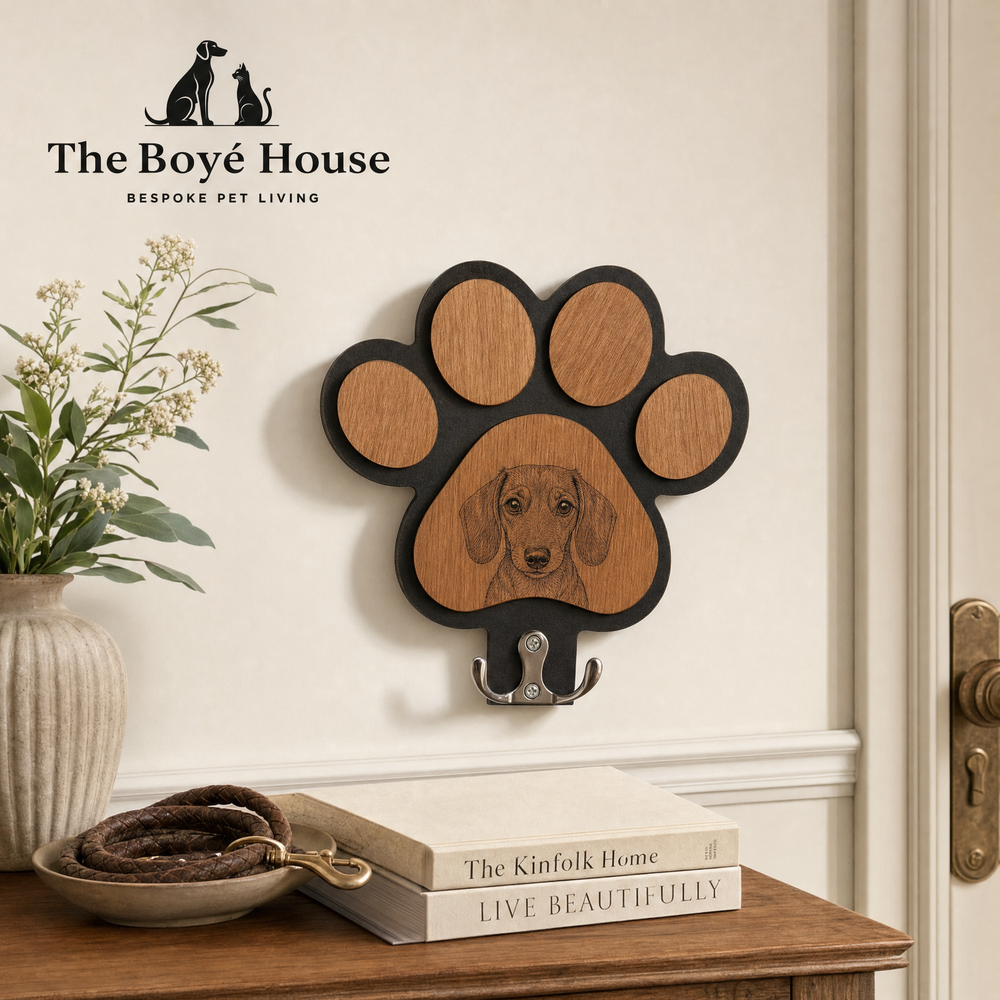 Handcrafted Oak Pet Lead Hanger with Heavy-Duty Hooks for Hallway