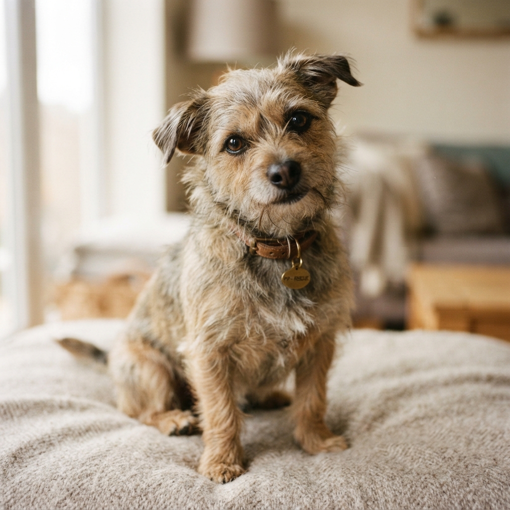 Pip, a small rescue terrier
