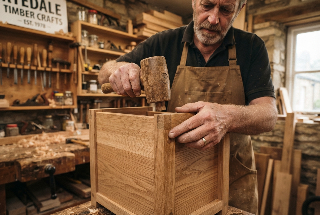 A Yorkshire artisan handcrafting a timber piece